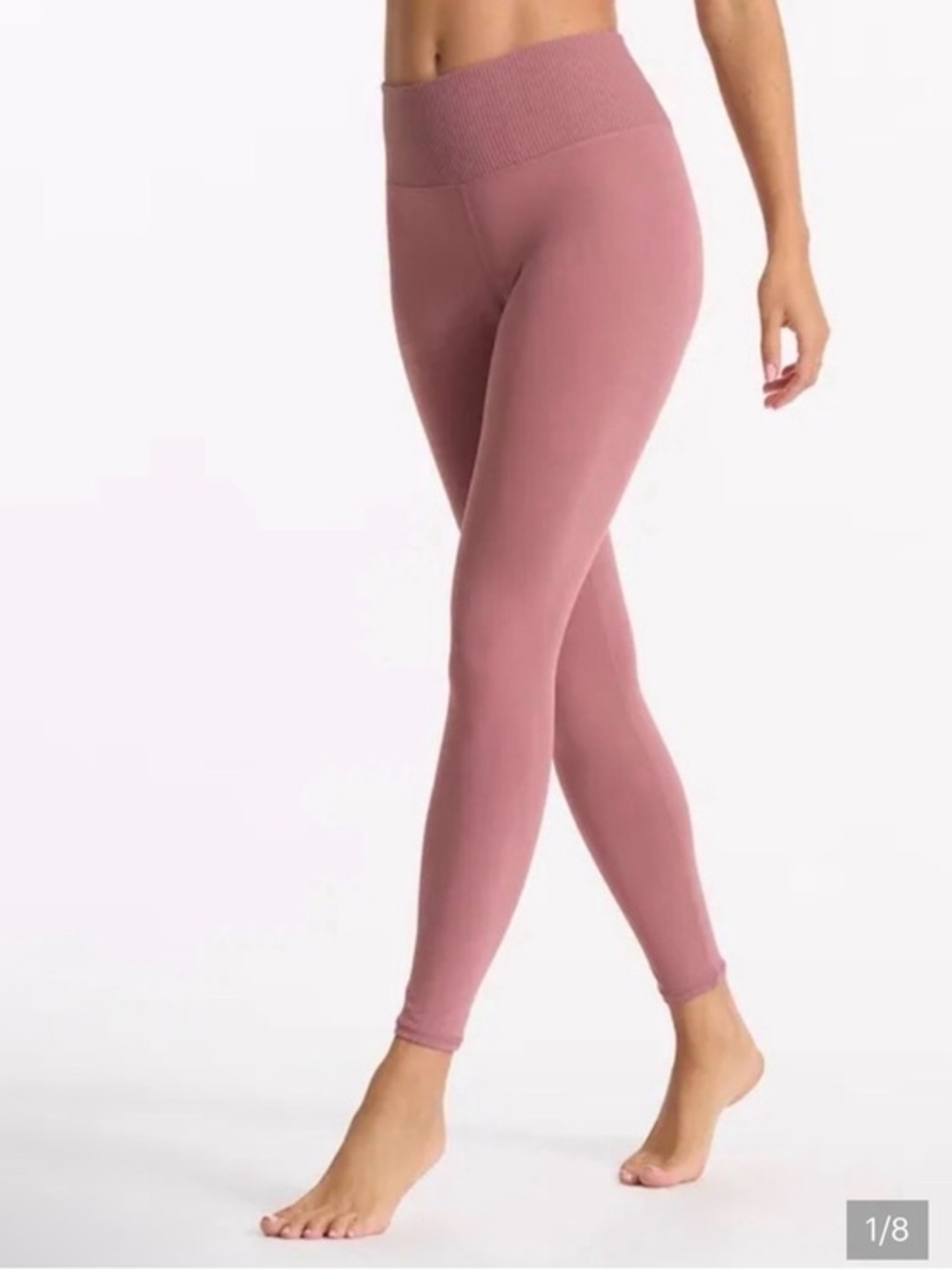 Vuori Ribbed Studio High Rise 7/8 Leggings 24.5" Marsala/Mauve Size XL NWOT
